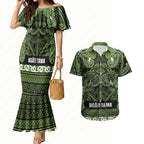 Aotearoa Iwi Ngāti Tama ki Taranaki Trust Couples Matching Mermaid Dress and Hawaiian Shirt Maori Wharenui House Tribal Pattern