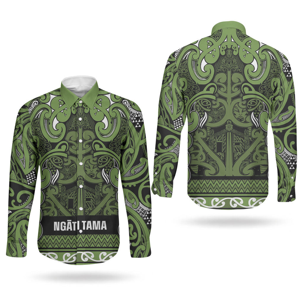 Aotearoa Iwi Ngāti Tama ki Taranaki Trust Couples Matching Off Shoulder Maxi Dress and Long Sleeve Button Shirt Maori Wharenui House Tribal Pattern