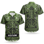 Aotearoa Iwi Ngāti Tama ki Taranaki Trust Couples Matching Off Shoulder Short Dress and Hawaiian Shirt Maori Wharenui House Tribal Pattern
