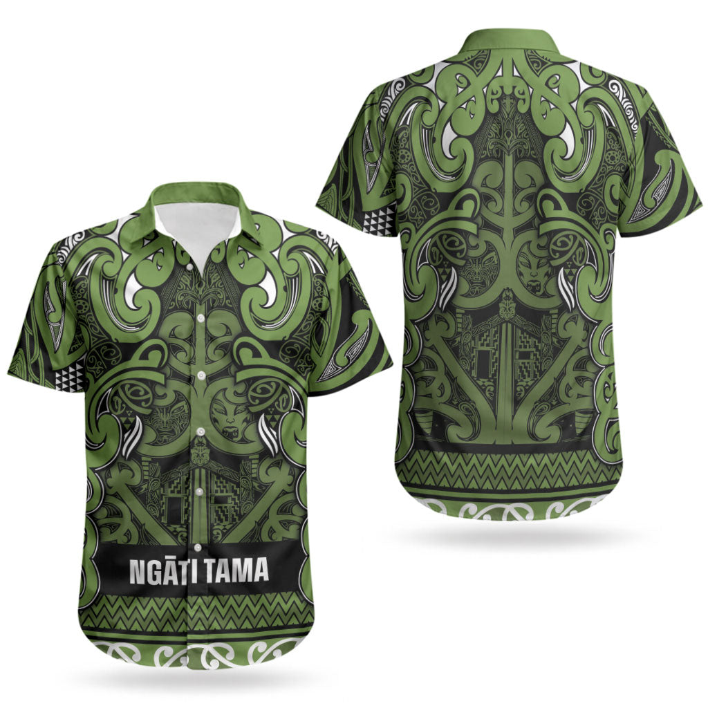 Aotearoa Iwi Ngāti Tama ki Taranaki Trust Couples Matching Off Shoulder Short Dress and Hawaiian Shirt Maori Wharenui House Tribal Pattern