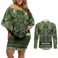 Aotearoa Iwi Ngāti Tama ki Taranaki Trust Couples Matching Off Shoulder Short Dress and Long Sleeve Button Shirt Maori Wharenui House Tribal Pattern