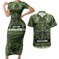 Aotearoa Iwi Ngāti Tama ki Taranaki Trust Couples Matching Short Sleeve Bodycon Dress and Hawaiian Shirt Maori Wharenui House Tribal Pattern