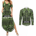 Aotearoa Iwi Ngāti Tama ki Taranaki Trust Couples Matching Summer Maxi Dress and Long Sleeve Button Shirt Maori Wharenui House Tribal Pattern