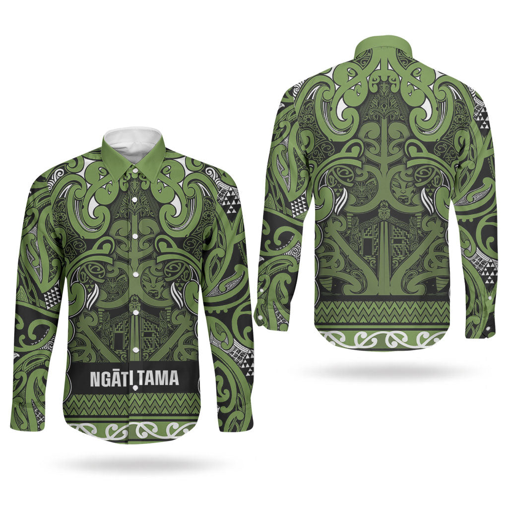 Aotearoa Iwi Ngāti Tama ki Taranaki Trust Couples Matching Summer Maxi Dress and Long Sleeve Button Shirt Maori Wharenui House Tribal Pattern