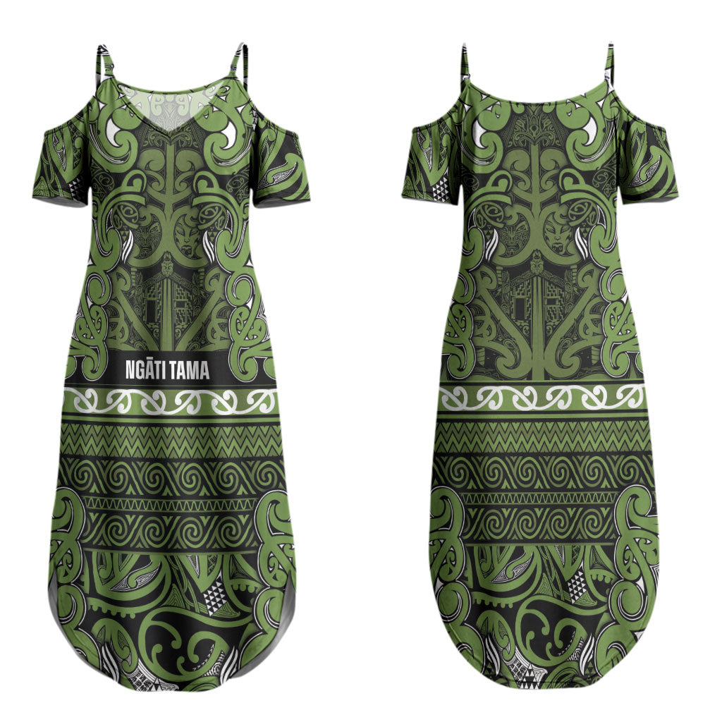 Aotearoa Iwi Ngāti Tama ki Taranaki Trust Couples Matching Summer Maxi Dress and Long Sleeve Button Shirt Maori Wharenui House Tribal Pattern