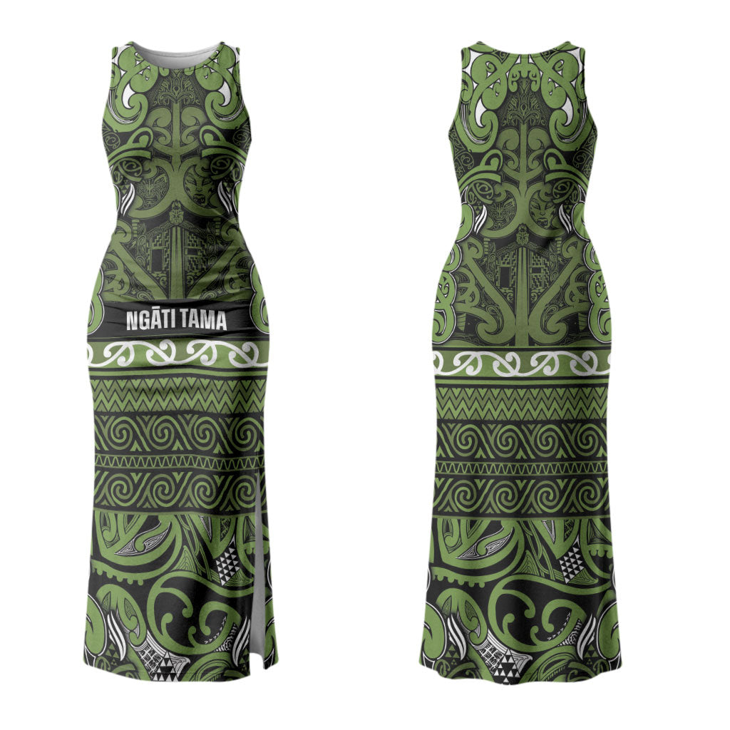 Aotearoa Iwi Ngāti Tama ki Taranaki Trust Couples Matching Tank Maxi Dress and Hawaiian Shirt Maori Wharenui House Tribal Pattern