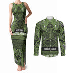 Aotearoa Iwi Ngāti Tama ki Taranaki Trust Couples Matching Tank Maxi Dress and Long Sleeve Button Shirt Maori Wharenui House Tribal Pattern