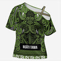 Aotearoa Iwi Ngāti Tama ki Taranaki Trust Cross Shoulder Shirt Maori Wharenui House Tribal Pattern