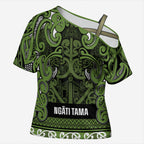 Aotearoa Iwi Ngāti Tama ki Taranaki Trust Cross Shoulder Shirt Maori Wharenui House Tribal Pattern