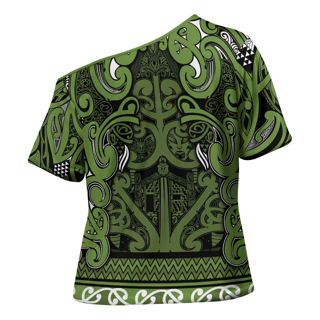 Aotearoa Iwi Ngāti Tama ki Taranaki Trust Cross Shoulder Shirt Maori Wharenui House Tribal Pattern