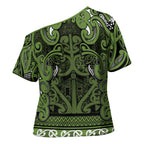 Aotearoa Iwi Ngāti Tama ki Taranaki Trust Cross Shoulder Shirt Maori Wharenui House Tribal Pattern