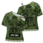Aotearoa Iwi Ngāti Tama ki Taranaki Trust Cross Shoulder Shirt Maori Wharenui House Tribal Pattern