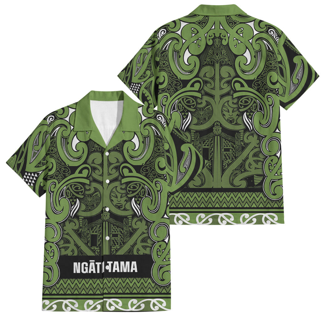 Aotearoa Iwi Ngāti Tama ki Taranaki Trust Family Matching Off The Shoulder Long Sleeve Dress and Hawaiian Shirt Maori Wharenui House Tribal Pattern