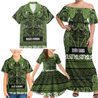 Aotearoa Iwi Ngāti Tama ki Taranaki Trust Family Matching Off Shoulder Maxi Dress and Hawaiian Shirt Maori Wharenui House Tribal Pattern
