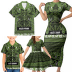Aotearoa Iwi Ngāti Tama ki Taranaki Trust Family Matching Short Sleeve Bodycon Dress and Hawaiian Shirt Maori Wharenui House Tribal Pattern