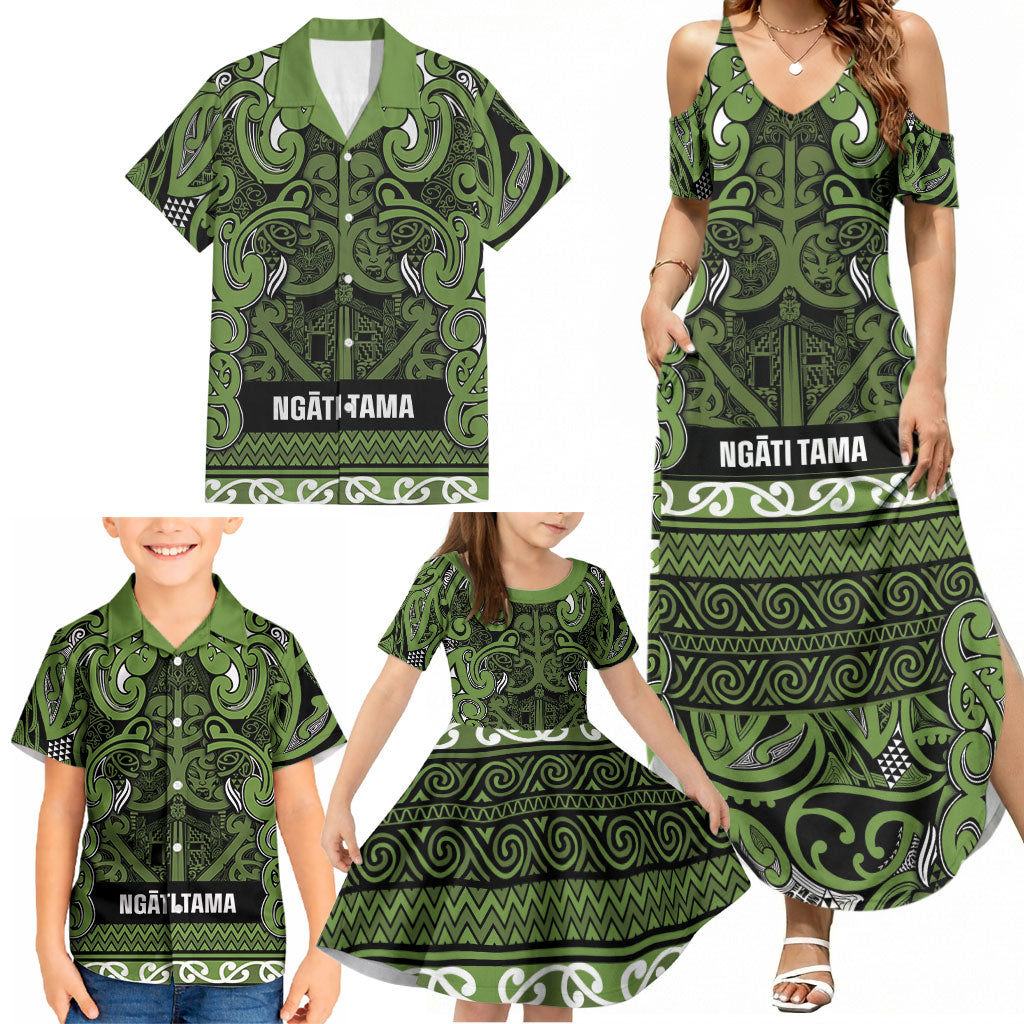 Aotearoa Iwi Ngāti Tama ki Taranaki Trust Family Matching Summer Maxi Dress and Hawaiian Shirt Maori Wharenui House Tribal Pattern