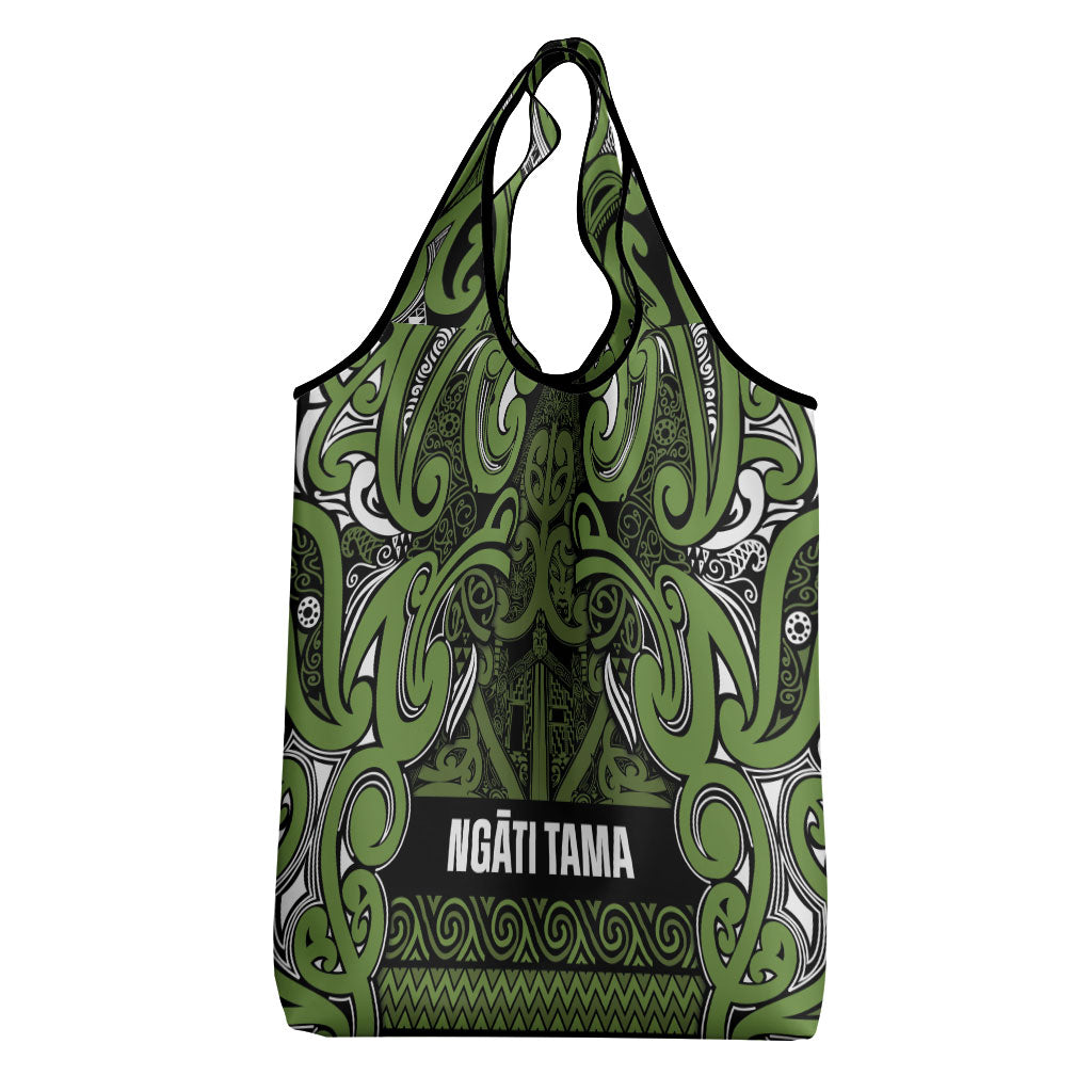 Aotearoa Iwi Ngāti Tama ki Taranaki Trust Grocery Bag Maori Wharenui House Tribal Pattern