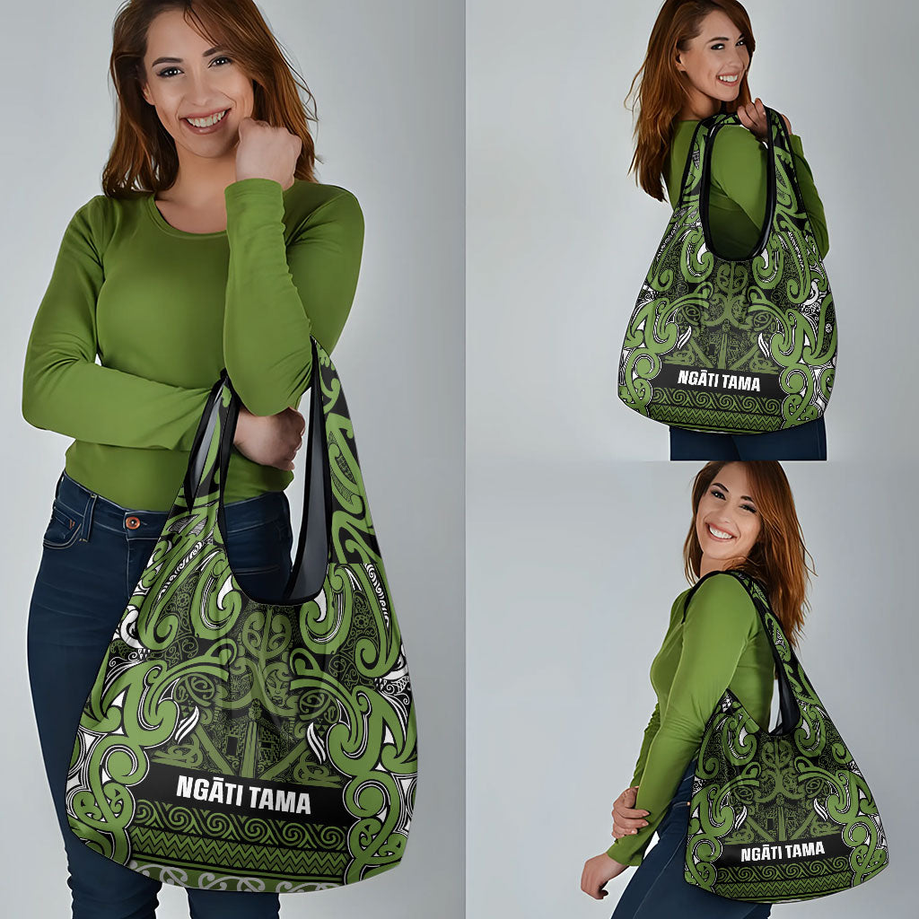 Aotearoa Iwi Ngāti Tama ki Taranaki Trust Grocery Bag Maori Wharenui House Tribal Pattern