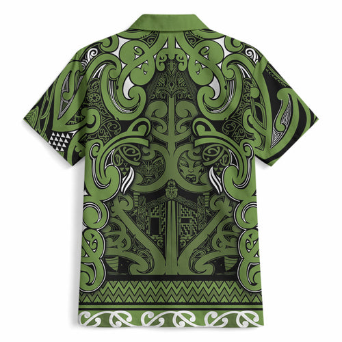 Aotearoa Iwi Ngāti Tama ki Taranaki Trust Hawaiian Shirt Maori Wharenui House Tribal Pattern