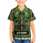 Aotearoa Iwi Ngāti Tama ki Taranaki Trust Kid Hawaiian Shirt Maori Wharenui House Tribal Pattern