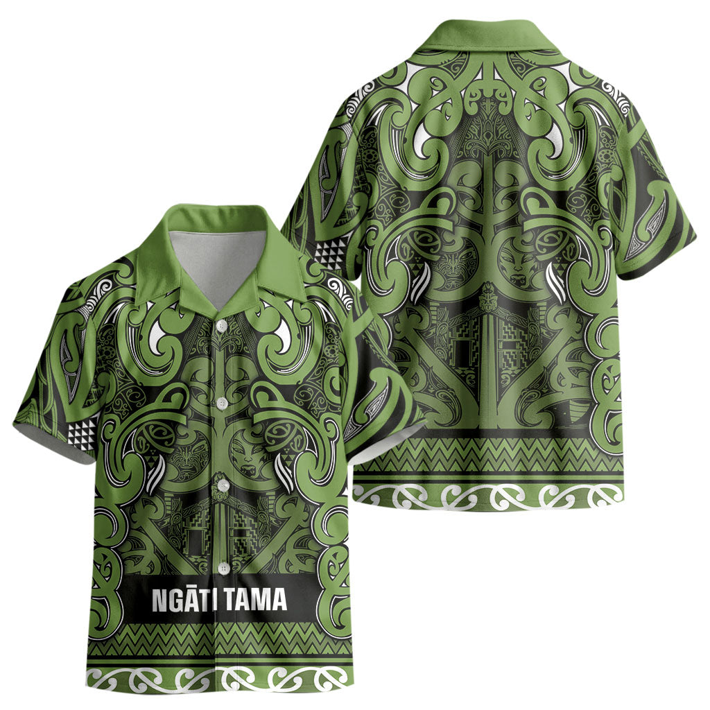 Aotearoa Iwi Ngāti Tama ki Taranaki Trust Kid Hawaiian Shirt Maori Wharenui House Tribal Pattern