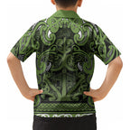 Aotearoa Iwi Ngāti Tama ki Taranaki Trust Kid Hawaiian Shirt Maori Wharenui House Tribal Pattern