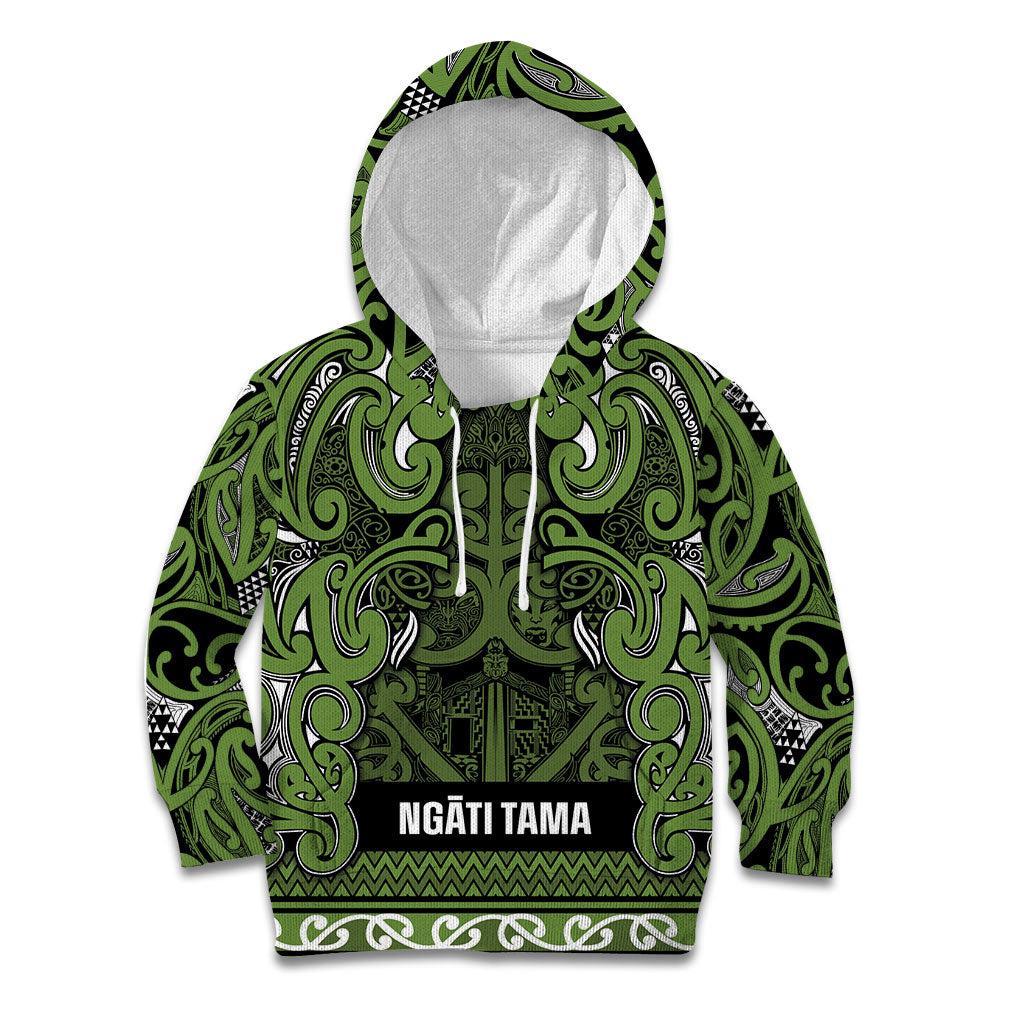 Aotearoa Iwi Ngāti Tama ki Taranaki Trust Kid Hoodie Maori Wharenui House Tribal Pattern