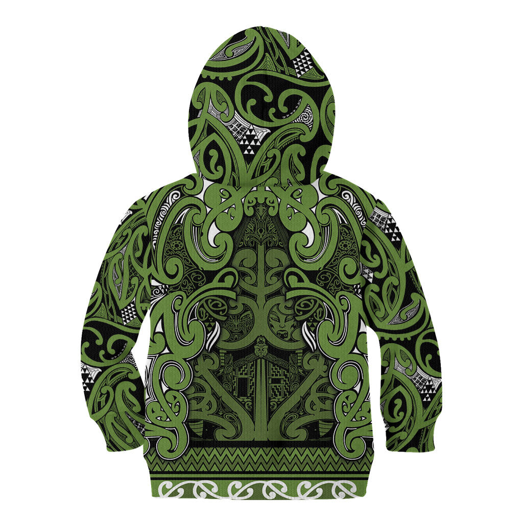 Aotearoa Iwi Ngāti Tama ki Taranaki Trust Kid Hoodie Maori Wharenui House Tribal Pattern
