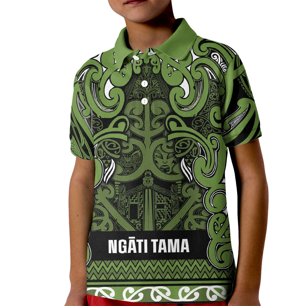 Aotearoa Iwi Ngāti Tama ki Taranaki Trust Kid Polo Shirt Maori Wharenui House Tribal Pattern