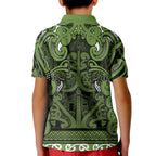 Aotearoa Iwi Ngāti Tama ki Taranaki Trust Kid Polo Shirt Maori Wharenui House Tribal Pattern