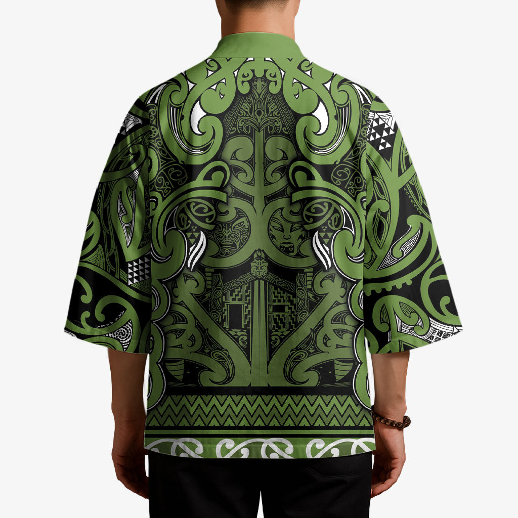 Aotearoa Iwi Ngāti Tama ki Taranaki Trust Kimono Maori Wharenui House Tribal Pattern