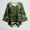 Aotearoa Iwi Ngāti Tama ki Taranaki Trust Kimono Sleeve Blouse Maori Wharenui House Tribal Pattern