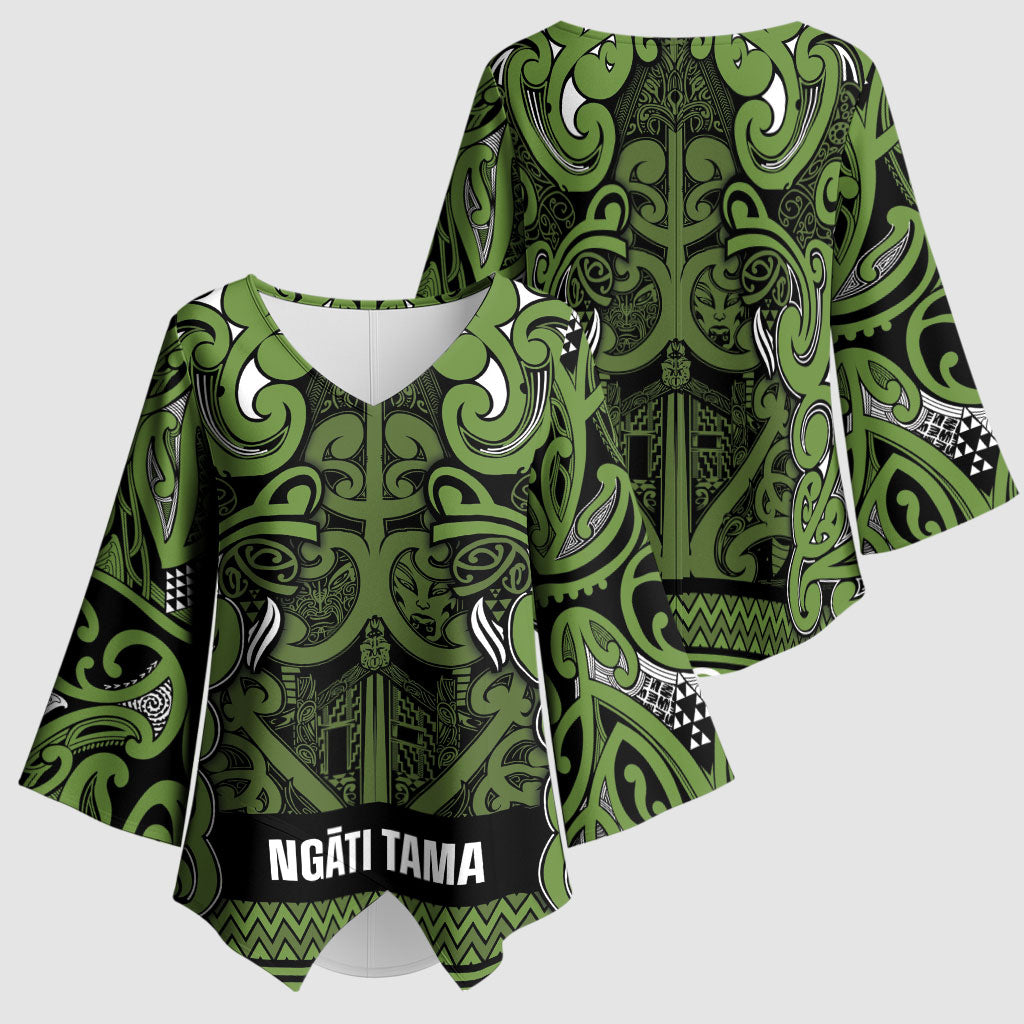 Aotearoa Iwi Ngāti Tama ki Taranaki Trust Kimono Sleeve Blouse Maori Wharenui House Tribal Pattern