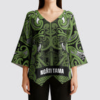 Aotearoa Iwi Ngāti Tama ki Taranaki Trust Kimono Sleeve Blouse Maori Wharenui House Tribal Pattern