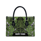 Aotearoa Iwi Ngāti Tama ki Taranaki Trust Leather Bag Maori Wharenui House Tribal Pattern