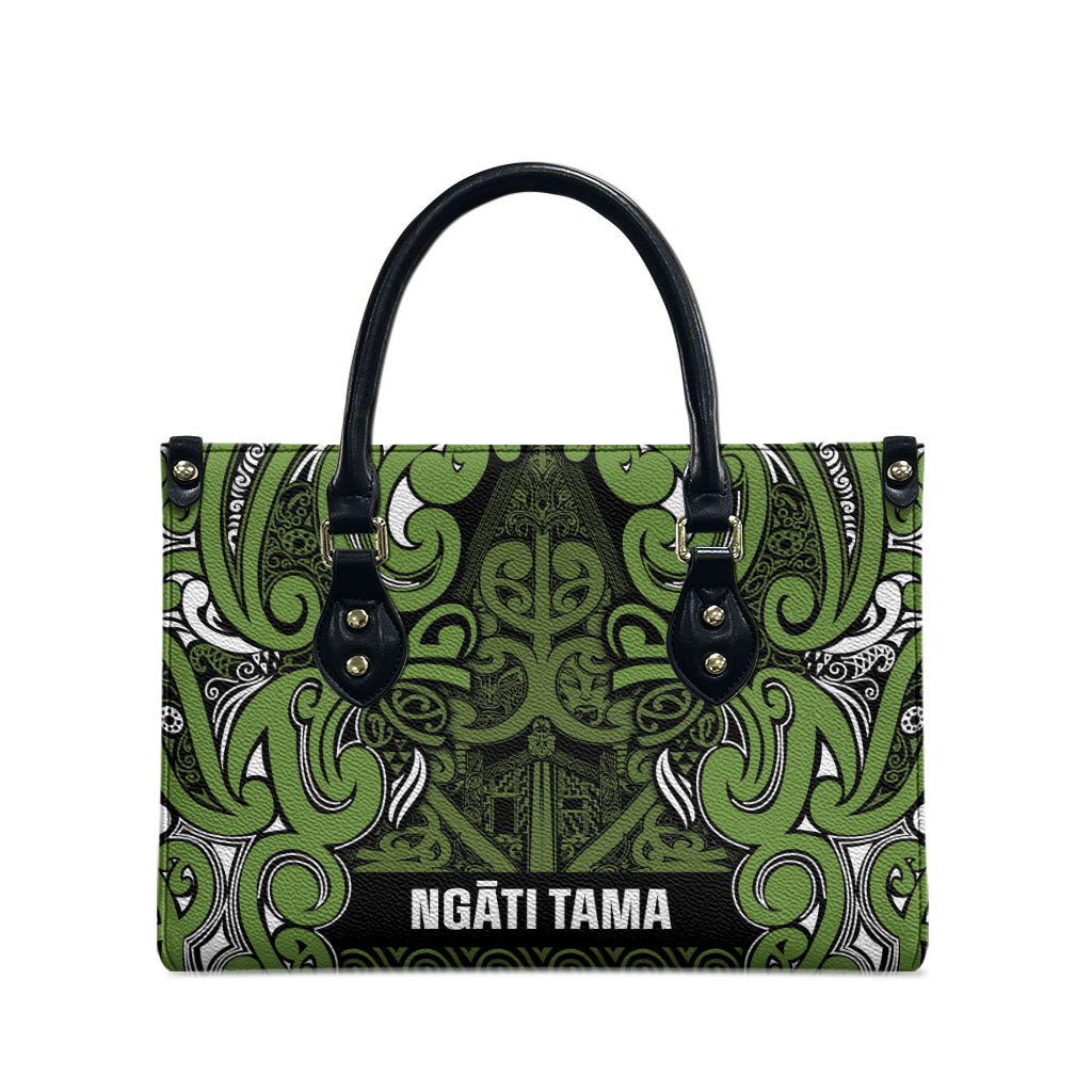 Aotearoa Iwi Ngāti Tama ki Taranaki Trust Leather Bag Maori Wharenui House Tribal Pattern