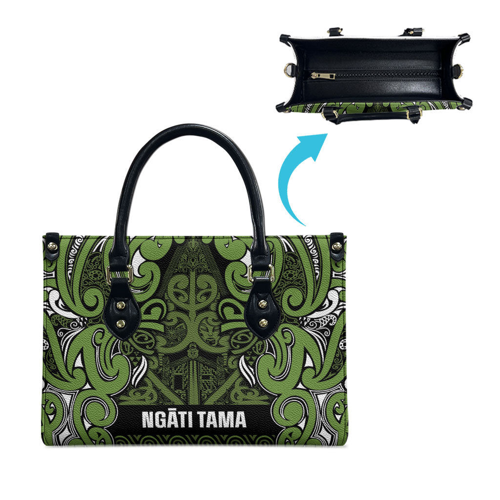 Aotearoa Iwi Ngāti Tama ki Taranaki Trust Leather Bag Maori Wharenui House Tribal Pattern