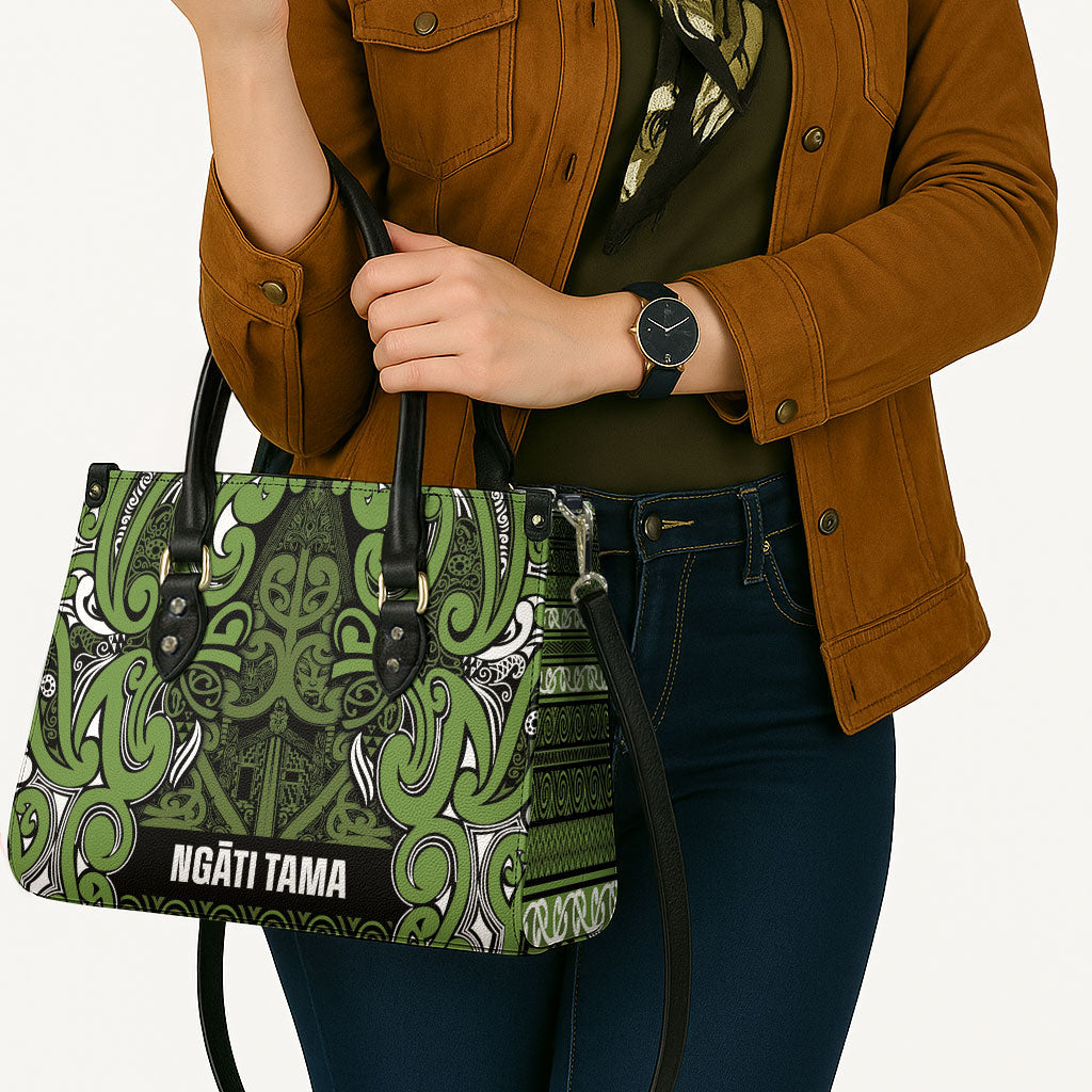 Aotearoa Iwi Ngāti Tama ki Taranaki Trust Leather Bag Maori Wharenui House Tribal Pattern