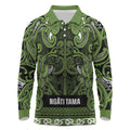 Aotearoa Iwi Ngāti Tama ki Taranaki Trust Long Sleeve Polo Shirt Maori Wharenui House Tribal Pattern