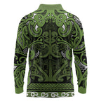 Aotearoa Iwi Ngāti Tama ki Taranaki Trust Long Sleeve Polo Shirt Maori Wharenui House Tribal Pattern