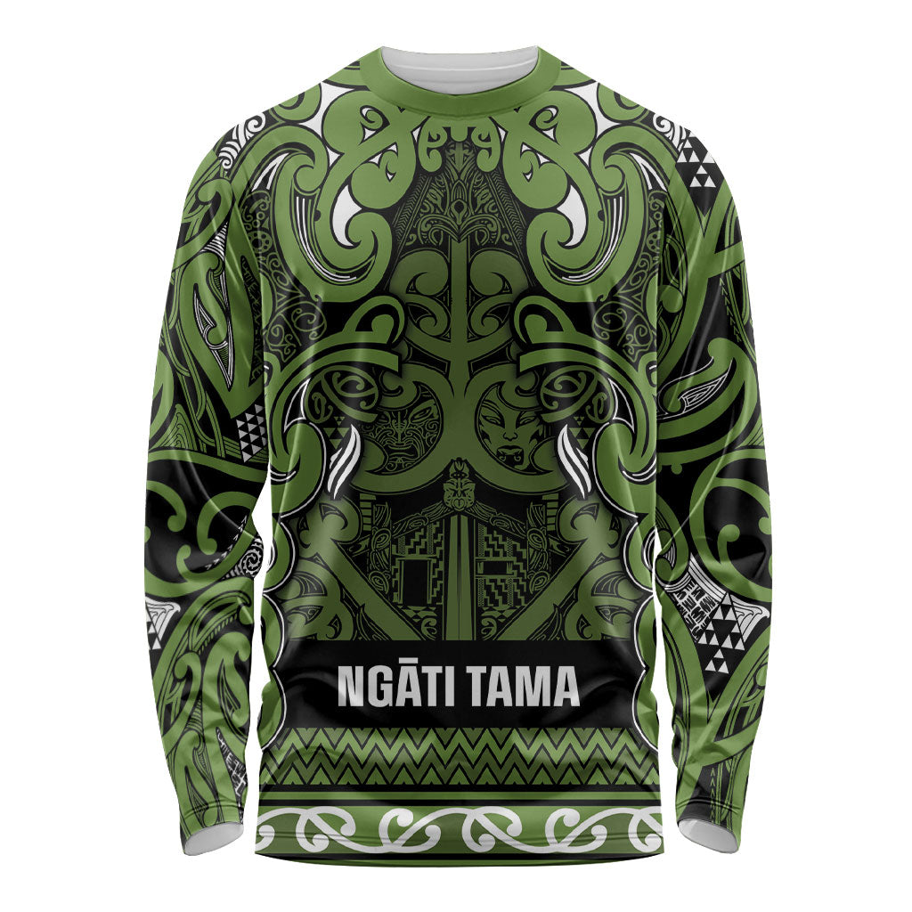 Aotearoa Iwi Ngāti Tama ki Taranaki Trust Long Sleeve Shirt Maori Wharenui House Tribal Pattern
