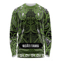 Aotearoa Iwi Ngāti Tama ki Taranaki Trust Long Sleeve Shirt Maori Wharenui House Tribal Pattern