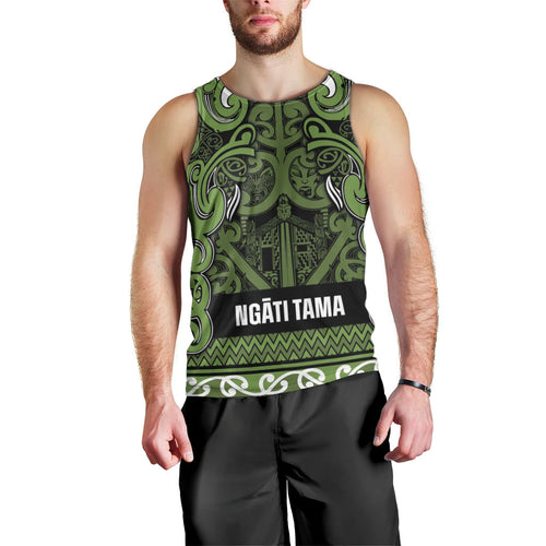 Aotearoa Iwi Ngāti Tama ki Taranaki Trust Men Tank Top Maori Wharenui House Tribal Pattern