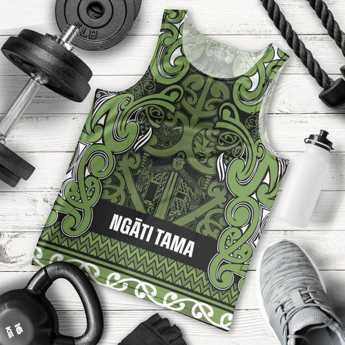 Aotearoa Iwi Ngāti Tama ki Taranaki Trust Men Tank Top Maori Wharenui House Tribal Pattern