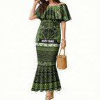 Aotearoa Iwi Ngāti Tama ki Taranaki Trust Mermaid Dress Maori Wharenui House Tribal Pattern