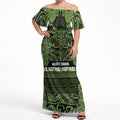 Aotearoa Iwi Ngāti Tama ki Taranaki Trust Off Shoulder Maxi Dress Maori Wharenui House Tribal Pattern