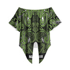 Aotearoa Iwi Ngāti Tama ki Taranaki Trust Off Shoulder Wrap Waist Top Maori Wharenui House Tribal Pattern
