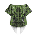 Aotearoa Iwi Ngāti Tama ki Taranaki Trust Off Shoulder Wrap Waist Top Maori Wharenui House Tribal Pattern