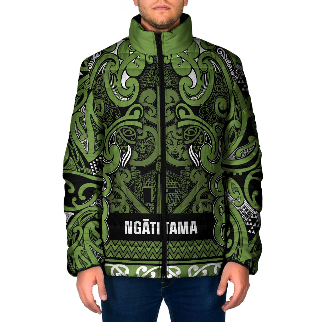 Aotearoa Iwi Ngāti Tama ki Taranaki Trust Padded Jacket Maori Wharenui House Tribal Pattern