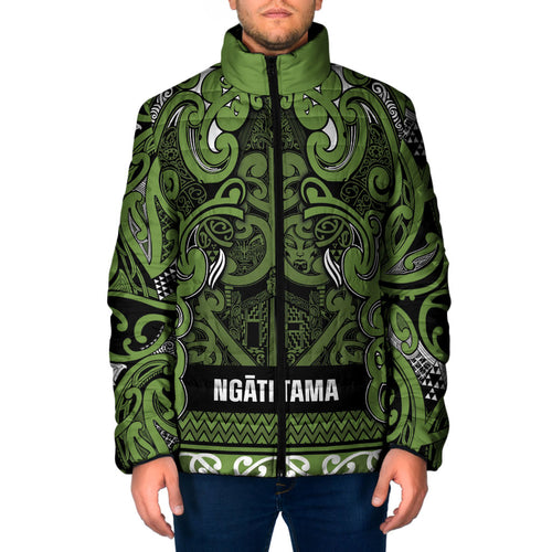 Aotearoa Iwi Ngāti Tama ki Taranaki Trust Padded Jacket Maori Wharenui House Tribal Pattern